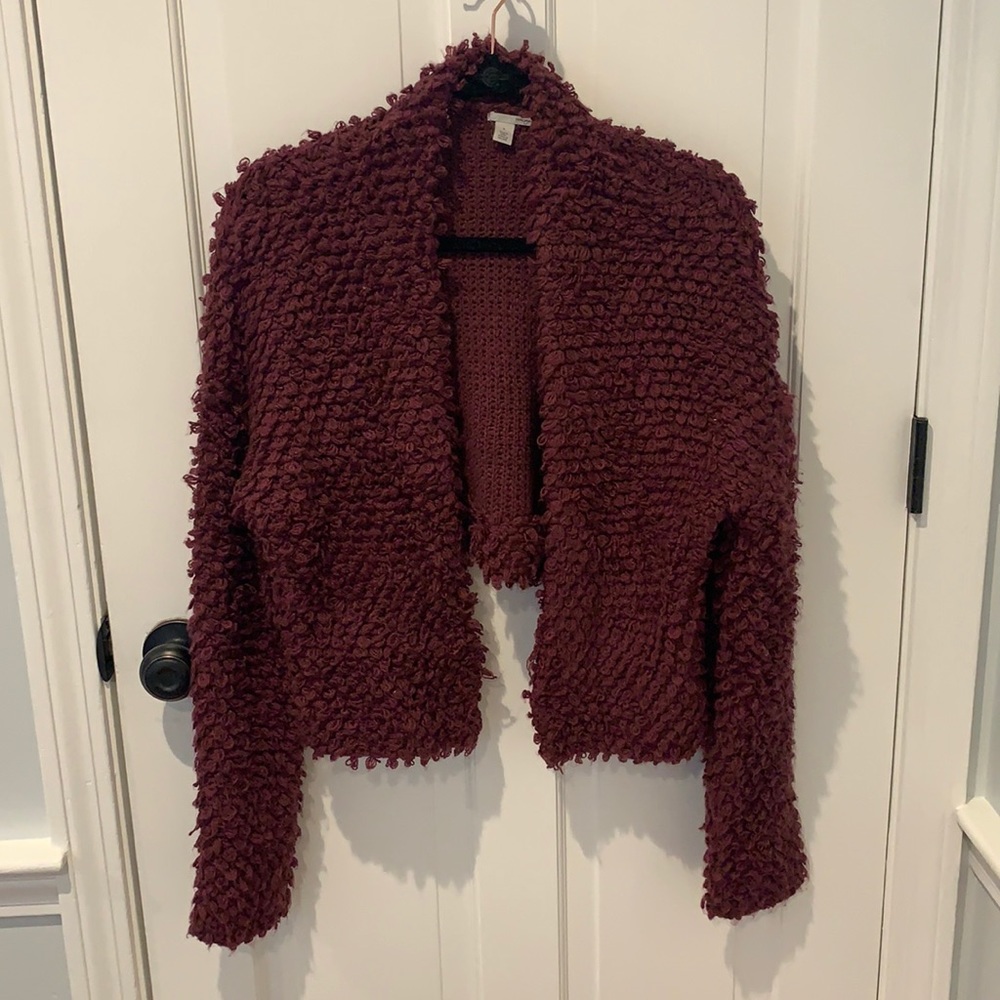 Halogen dark maroon/purple fuzzy sweater